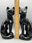 Vintage Qty 2 Ceramic Black Cat Green Eyes 8 Inches Tall