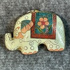 Vintage Cloisonn   Elephant Pendant Floral Enamel Charm  Perfect For Mom Grandma