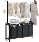 Laundry Sorter 4 Section laundry Hamper Cart With Hanging Rack   Shelf   Wheels