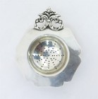 Vintage Or Antique  900 Silver Tea Stainer With Drip Tray  undetermined Maker 
