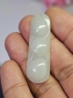 Vtg Chinese Carved White Jade Pod Pea Pendant- B41
