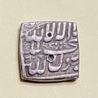 India Mughal Empire Era One Rupee Emperor Akbar 96  Silver Square 1556-1605   Vf