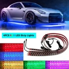 4pcs Rgb Led Strip Under Car Underglow Underbody System Neon Light Kit Remote
