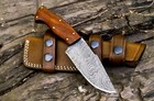Handmade Damascus Steel Everyday Carry Knife - Full Tang With Handmade Sheath 8 