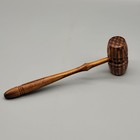 Vtg Checkered Design Handcrafted Brown Wooden Gavel Judge Auction D  cor 9  Long