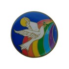 Vtg 80s Illuminations Dove Peace White Bird Rainbow Sun Pin Pinback Button 1 75 