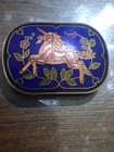 Vintage Cloisonne Unicorn Bolo Tie Slide Pegasus Winged Multicolored Gold Tone