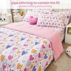 Twin Size Comforter Sets For Girls Kids  6 Pieces Bed In A Bag Pink Heart Beddin