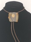 Vintage Braided Brown Leather Bolo Cord   Sterling Silver Tips 2  Quartz Tie