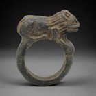 Ancient Persian Lion Stone Ring - Achaemenid  Relic Animal Amulet Carved Stone 