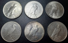 Lot Of 5 1922-1935 90  Silver Peace American Dollars - Uncirculated Mixed Dates