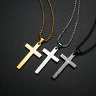 Real Stainless Steel Gold Silver Black Cross Pendant Bible Pray Chain Necklace