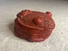 Vintage Chinese Red Carved Lacquer Or Cinnabar-style Frog Trinket Box