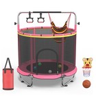 Kids Trampoline 60in With Net Basketball Hoop Swing Rings 7-in-1
