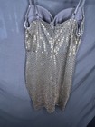 Silver Rhinestone Overbust Bustier Corset Top M Full Cup Underwired Straps