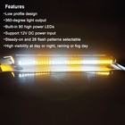 Wowtou Roof Top Safety Flashing 80 Led Amber White Emergency Strobe Light Bar   
