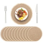 Round Burlap Placemats Set Of 12  15    Rustic Braided Placemats Natural Jute 
