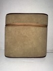 Vintage Travel Bar Set Dual Glass Flasks Suede Case Retro Liquor Caddy