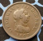 1807 Great Britain Large Penny  Seated Britannia  King George Iii Coin  Km  663