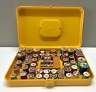 Vintage Wilson Wil-hold Sewing Box Gold Yellow Wooden Spools Thread Bobbins