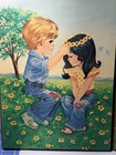 Vtg Artwork By Wm Otto On Wood Plaque Wall Decor Hippie Retro Boho 1970s Set 