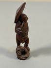 Vintage Original Japanese Wood Carving Fisherman Antique 5 5    Tall