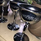 Vintage1930s Art Deco Chrome Cocktail Coupe Chalice    Etched Grapevine Pattern 4 