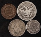 4 Coin Lot Barber Silver Quarter Barber Dime Indian Head Cent Liberty V Nickel