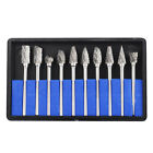 10pcs Tungsten Carbide Rotary Drill Bits 1 8  Shank Burr Die Grinder Carving Set