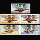Aldabra Island Set 5 Pcs  3 5 10 25 50 2017 Tropical Birds Polymer Test Note Unc