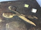 Vintage Primitive Hand Carved Wood Sewing Box