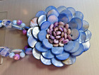 Stunning Lee Sands Handmade Necklace Inlaid Mother Of Pearl   Abalone Flower