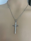 New Solid 925 Sterling Silver Mens Cross Jesus Piece Crucifix Pendant Necklace