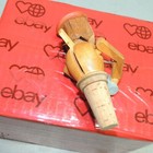 Vtg Carved Wood Wine Bottle Topper Stopper Mechanical Moving Arms Drink Up  Down
