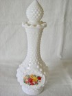 Lot Of 2 Avon Milk Glass Hobnail Containers-cruet And Bottle  Both W stoppers-ex