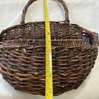 Vintage Primitive Willow Flat Back Wall Basket Large Wicker Farmhouse Pocket