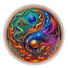 10 Oz Avdp  999 Copper Colorized Dragon Phoenix Yin Yang Fine Art Round Bullion