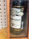 Budweiser Jim Beam Copper Lager Glass Bottle In Wooden Display Case