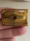 Vintage Gillette Gold Plated Grip Fat Handle Tech 3 Piece Safety Razor 1930s-40s