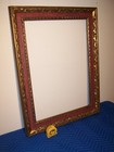 Large Vintage Carved Wood Gold Gilt   Red Florentine Style Picture Frame 28x20