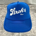 Vintage Strohs Beer Trucker Hat Cap Mens Snapback Blue Foam Mesh 80s 90s Logo