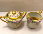 Kpm Germany Antique Cream Sugar Set Hand Painted Rose Gold Pink Porcelain Rare