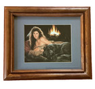 Maija Native American Woman With Black Wolf Wood Framed Print 12 5 X 10 5  1997