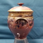 Vtg 1998 Handmade Lidded 10 5  Tall Ceramic Large Urn Style Jar Canister 