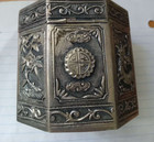 Vintage Lot 2 Silver Chinese Engraved Dragon Qilin Box  Enamel Case 146 Grams