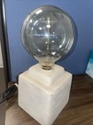 Vtg Mcm Brutalist Table Lamp Cement Cast Base Edison Bulb Grey Art Electric  Euc