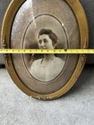 Antique Wood Oval Picture Frame Convex Domed Round Glass Victorian