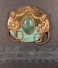 Art Nouveau Monkey Brooch C1895   1905 Gilt Bronze Chalcedony