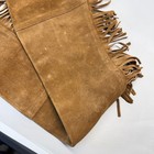 Vintage Suede Leather Gun Cover Sleeve Tie Closure Brown Fringe Western