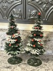 Mcm Vintage Plastic Retro Christmas Trees Flocked Berries 7    Tall Decorative